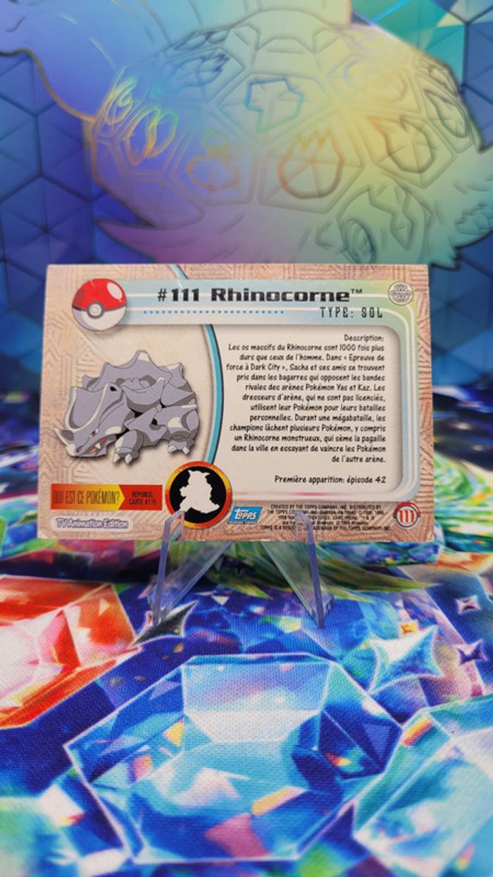 Carte Pokémon Topps n°111 Rhinocorne Series 1 FR - photo numéro 3