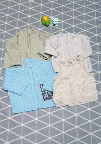 🦁 Lot 2 gilets et 2 pulls, 3 mois