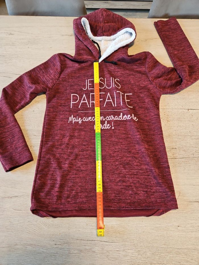 Sweat à capuche bordeu mauve à manches longues, made in Italy, taille XS/S - photo numéro 11