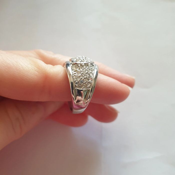 Sublime bague rhodium neuve coeur strass - photo numéro 4