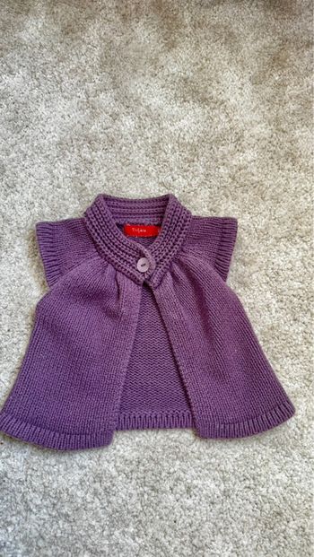 Gilet violet en laine épaisse Tissaia – 3 mois