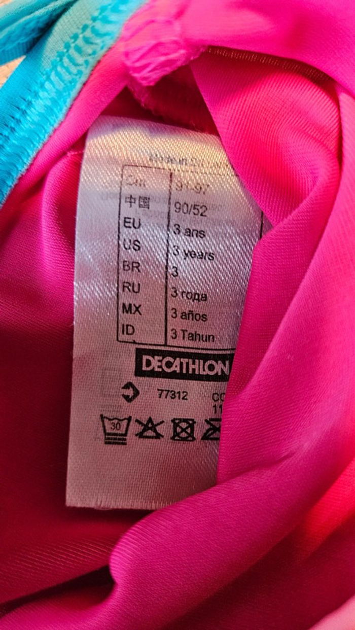 Maillot de bain 1 pièce fille, rose fushia, Decathlon, 3 ans, nickel - photo numéro 4