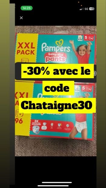 Deux cartons de couches Pampers taille 5