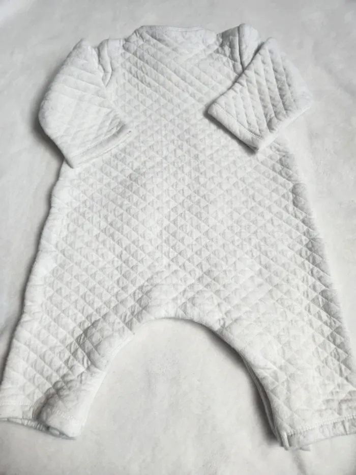 Pyjama blanc côtelé mixte bébé 9 mois automne hiver Verbaudet - photo numéro 5