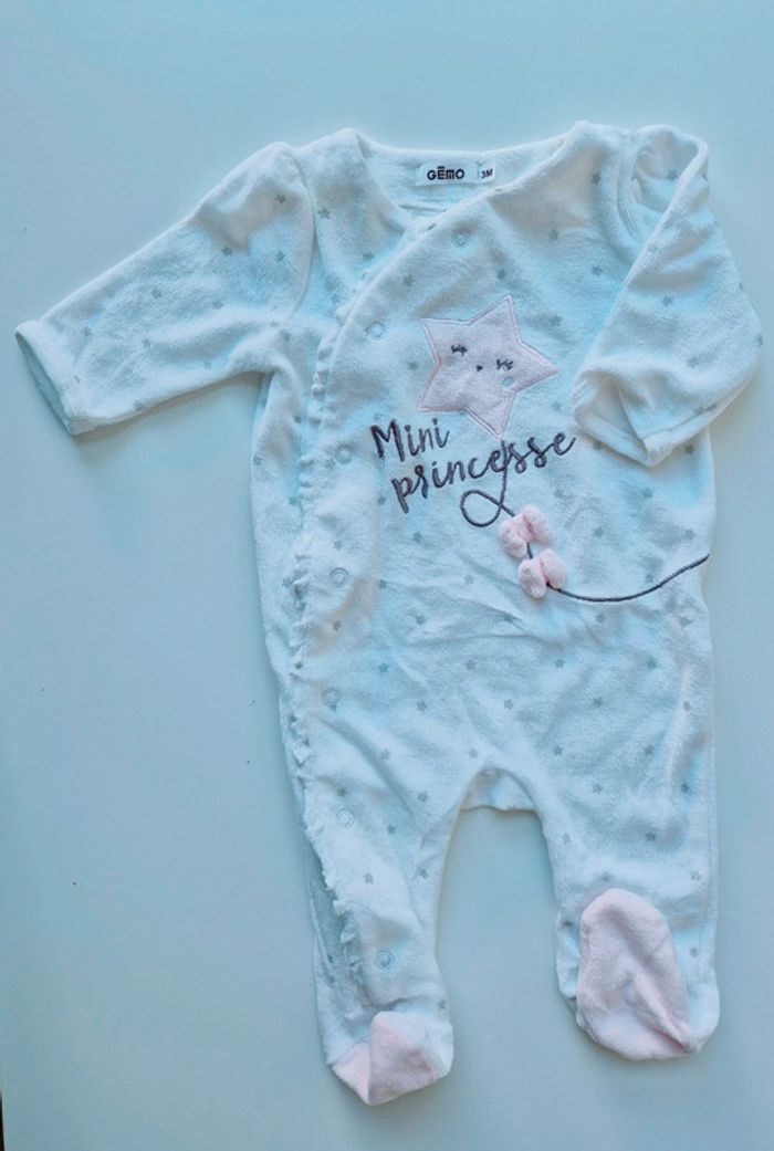 Pyjama grenouillère dors-bien Gémo 3 mois en velours