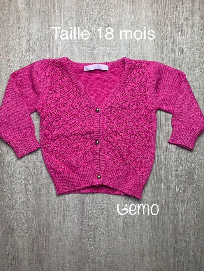 Gilet brodé rose - taille 18 mois
