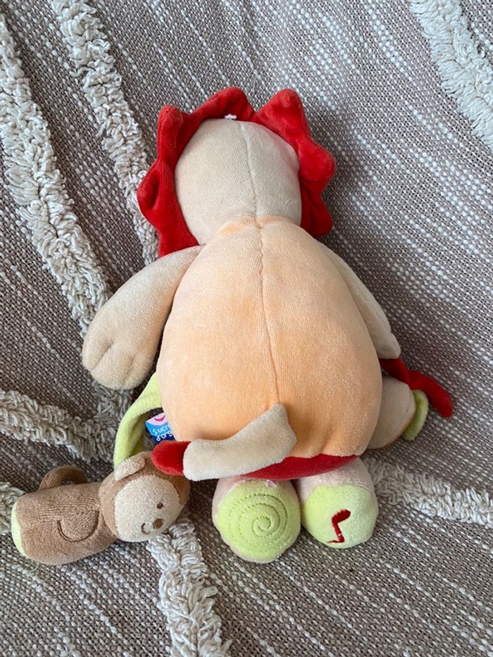 Peluche doudou 29cm sucre d’orge lion orange et rouge très bon état - photo numéro 3