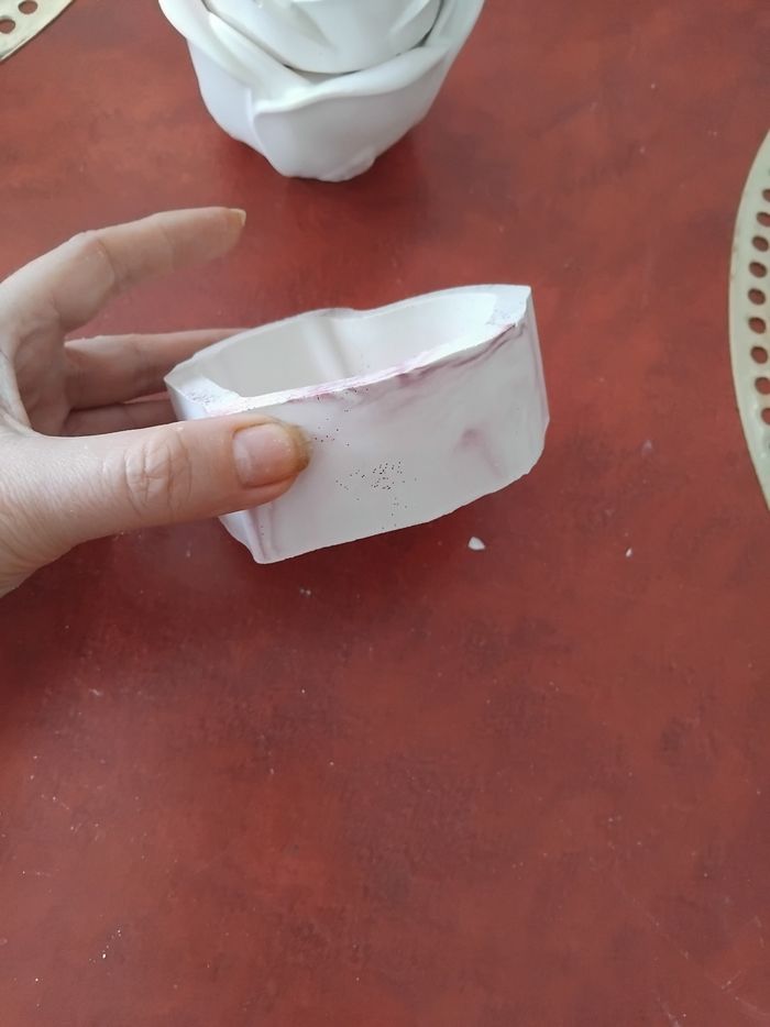 Boîte à bijoux en plâtre effet marbré - photo numéro 3