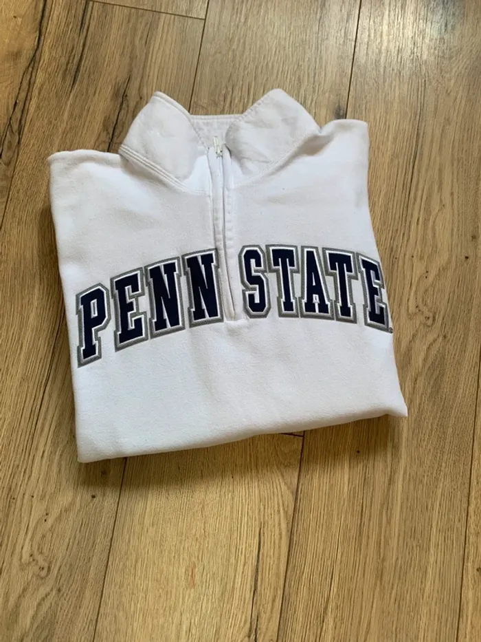 Sweat Champion Penn State Zippé Blanc