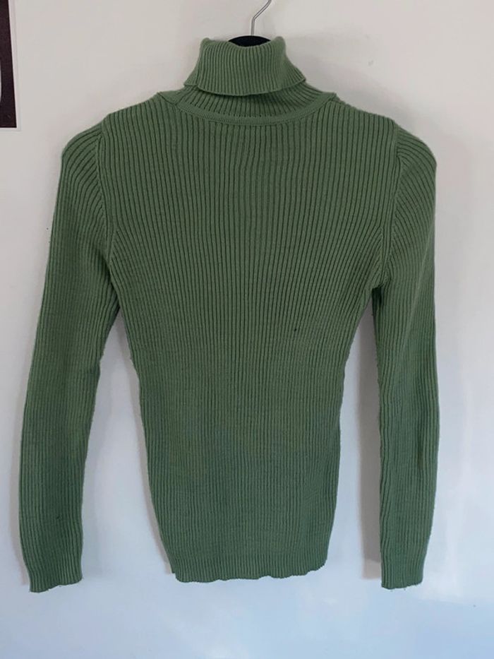 Pull col roulé vert - photo numéro 2