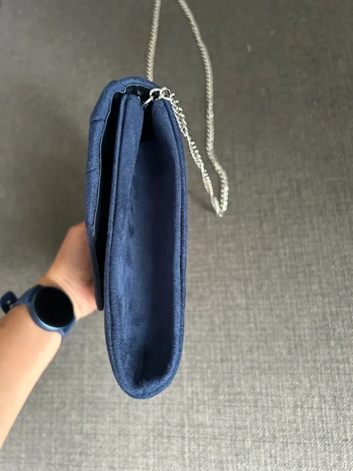 Sac pochette en daim femme, bleu - photo numéro 2