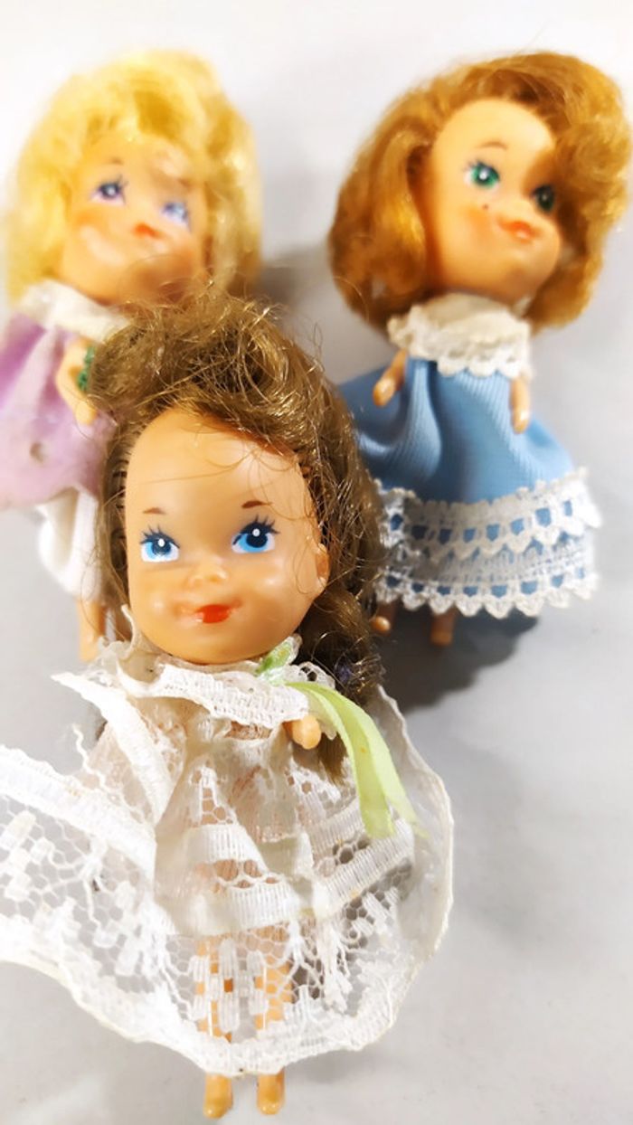 3 mini poupées vintage 6 cm