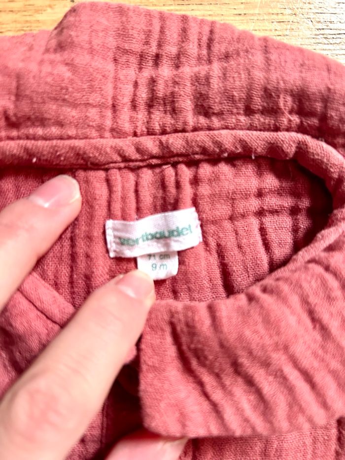 💖 Craquante Combinaison  Bébé Verbaudet - 9 Mois - Gaze de Coton Corail 💖 - photo numéro 6