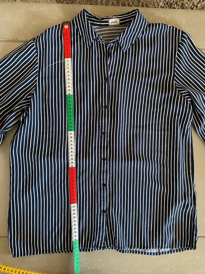 Chemise Pimkie Collection blanche et bleue marine à rayures taille M - photo numéro 11