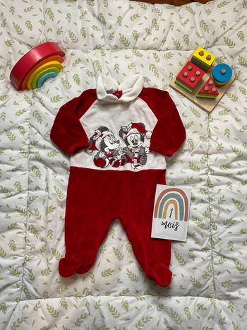 pyjama grenouillère en velours blanc et rouge disney 1 mois