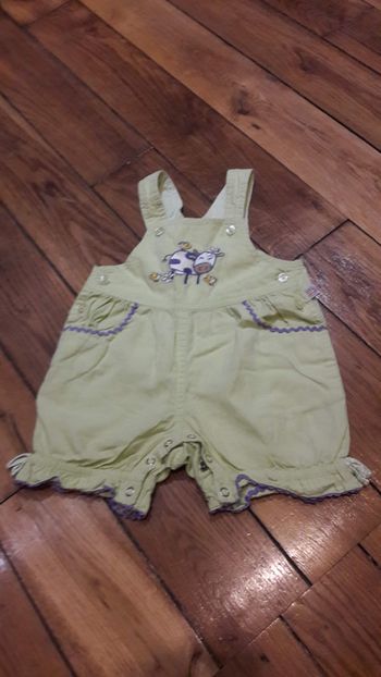 Salopette courte fille verte 3 mois
