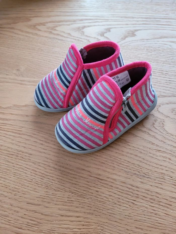 Chaussons rayés roses - photo numéro 2