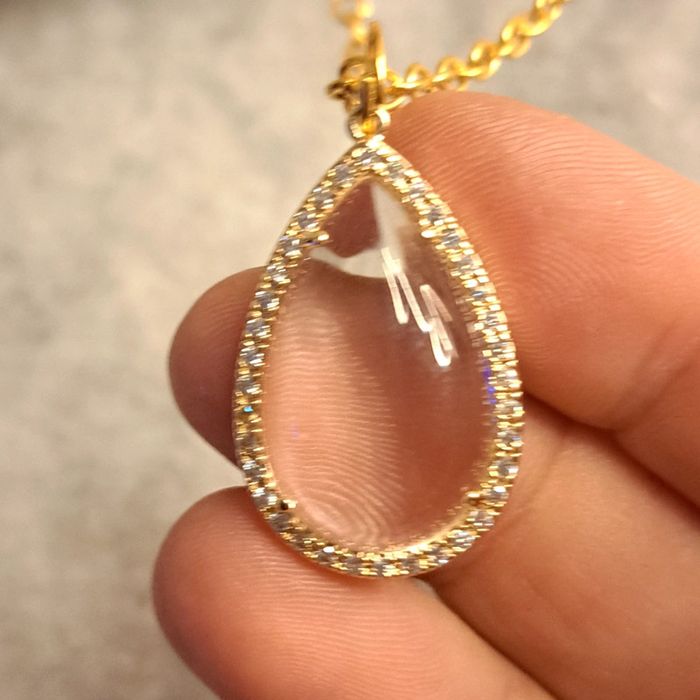 Collier doré avec pendentif strass verre transparent - photo numéro 9