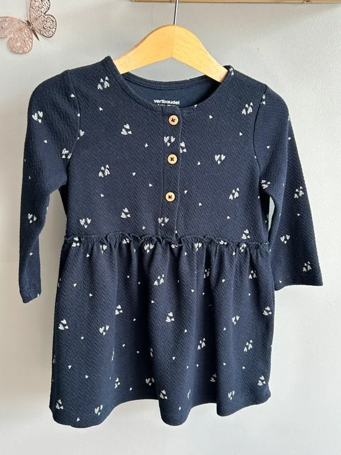 Robe marine Vertbaudet fille 2 ans Tbe