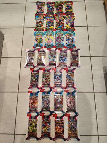 Lot 29 boosters sous blisters cartes Pokémon artsets séries écarlate et violet Mega Évolution neuf