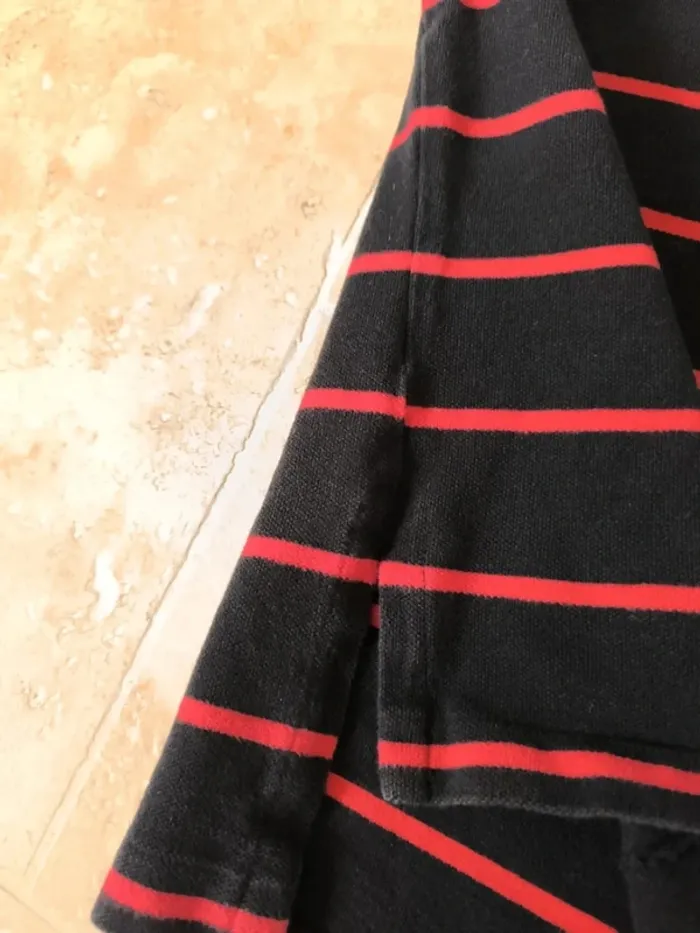 Polo Ralph Lauren homme XL noir rayures et logo rouge parfait état - photo numéro 10