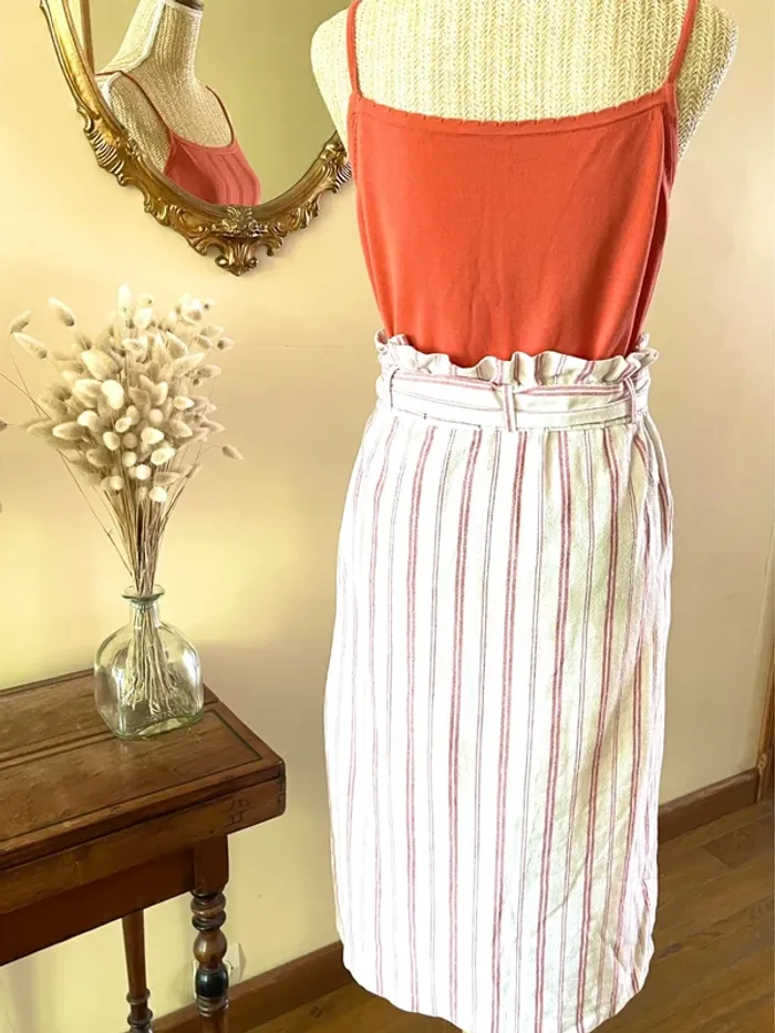 Sublime Jupe Portefeuille Cache-Cœur en Lin et Coton – Zara – Taille M - photo numéro 7