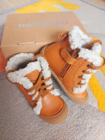 Bottines Naturino Bebay ZIP fourrées cognac 22