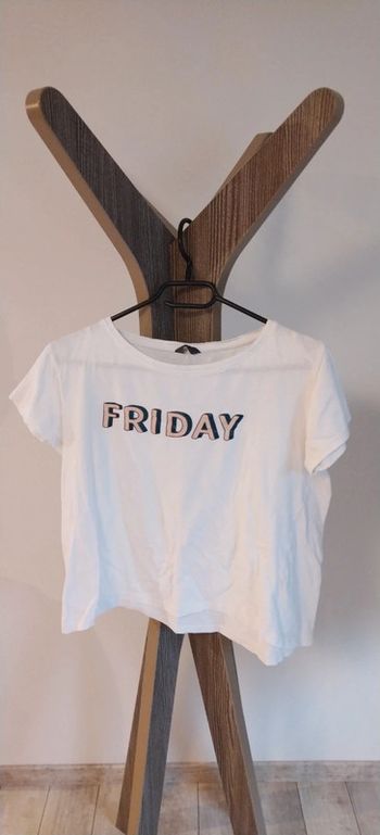 T-shirt blanc "friday" Zeeman T38