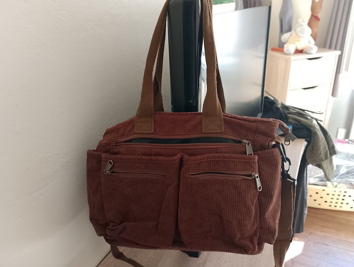 Sac à main Pomme velours marron - photo numéro 5