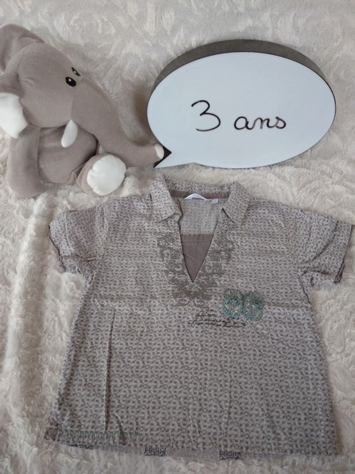 Polo tee shirt chemise manches courtes Garçon 3 ans Kid Kanai 100% coton