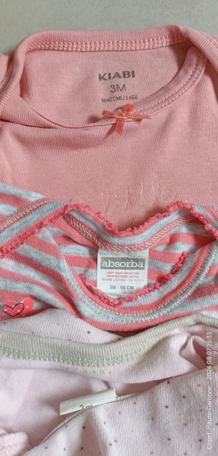 Lot de 3 bodies manches courtes fille - 3 mois - photo numéro 8