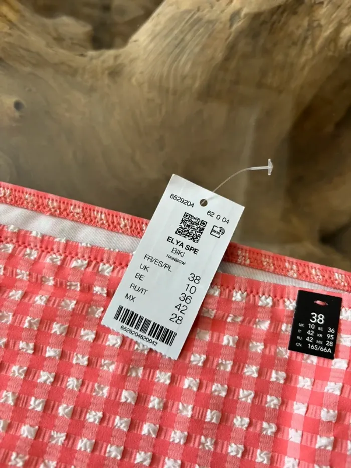 Bas de maillot de bain Etam carreaux rose blanc vichy - photo numéro 4