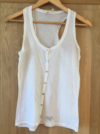 débardeur top sans manche femme Le Temps Des Cerises blanc avec boutons