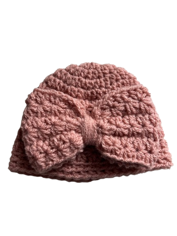 bonnet de naissance rose fait main