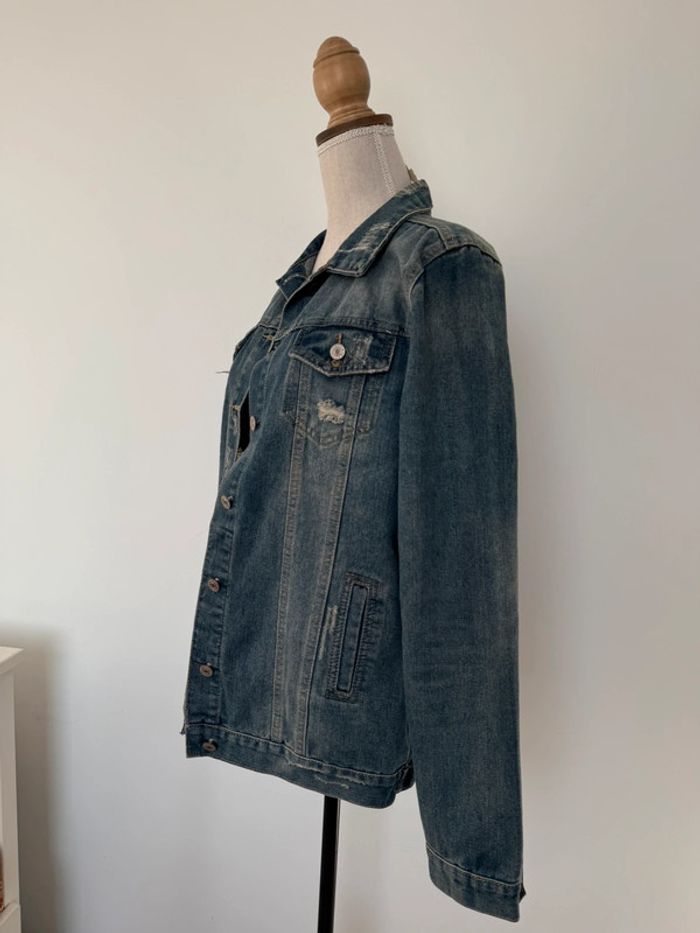 Veste jean vestido M bleu denim manches vest manteau blouson Giacca chaqueta destroy jacket jas - photo numéro 6