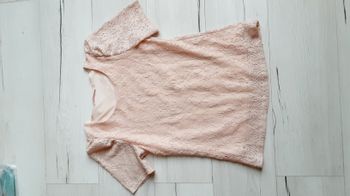 Vêtement femme haut top tee-shirt manches courtes saumon Camaïeu taille S