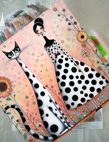 Diamond painting chat et sa maîtresse #A009