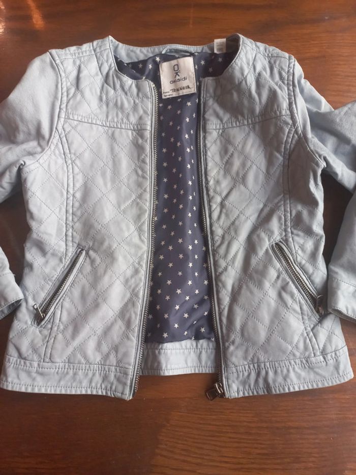 Veste cuir (simili) bleu ciel - photo numéro 3