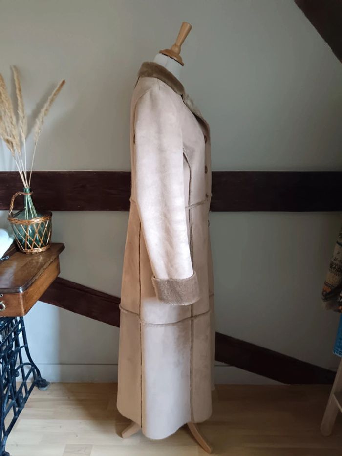 Manteau long peau lainée marron Zapa - photo numéro 5