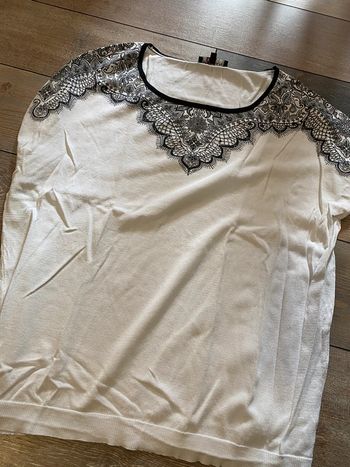 T-shirt Morgan L noir et blanc style brodé