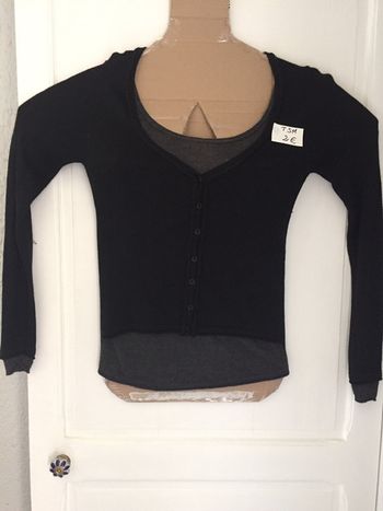 21-Pull noir et gris T S/M 36/38