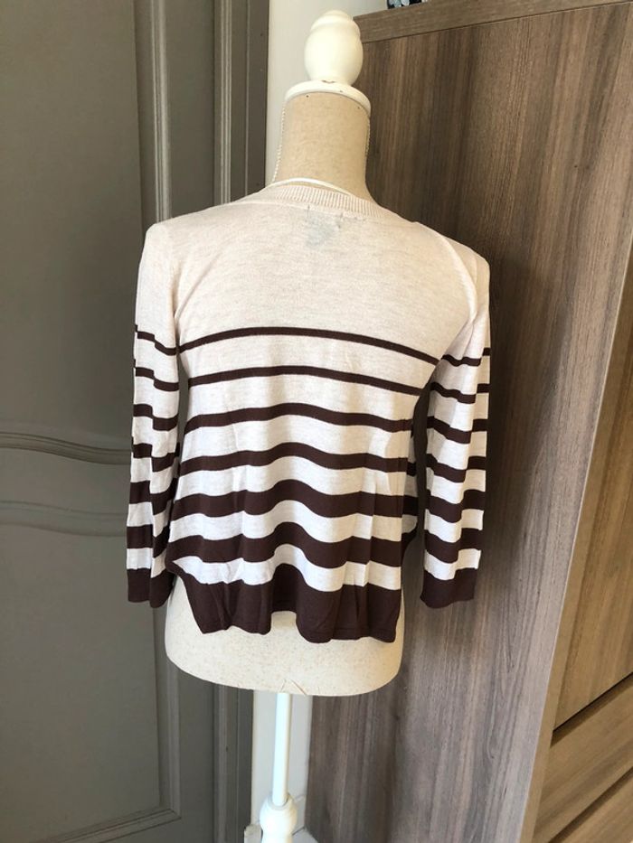 Blouse été taille 36 beige et marron impeccable - photo numéro 3