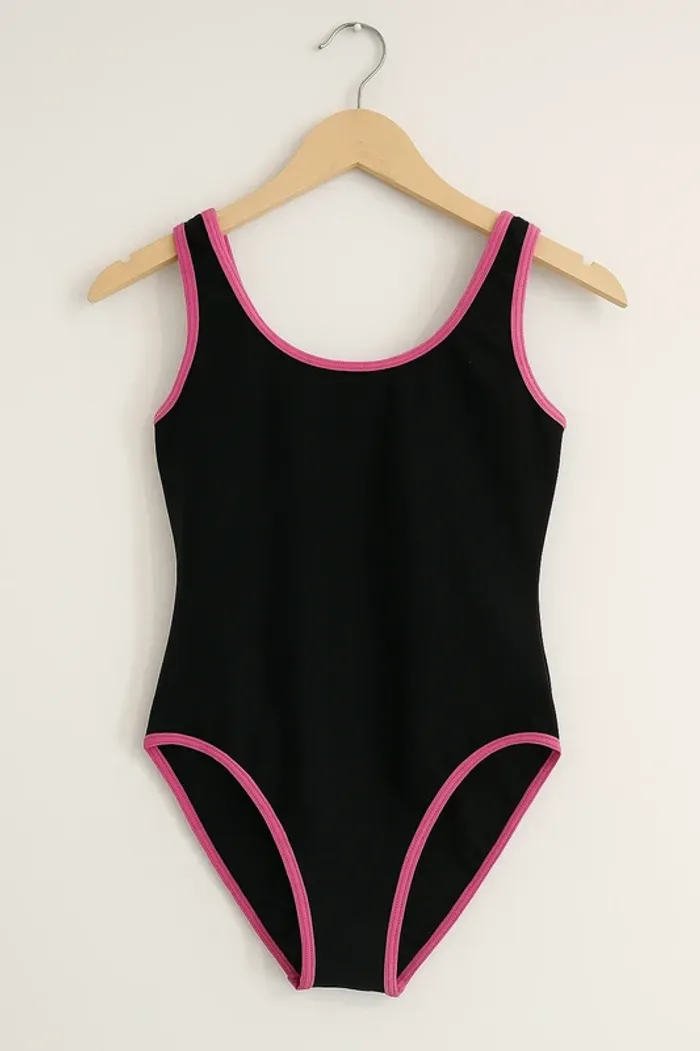 Maillot de bain 1 pièce fille - Taille 14 ans - Noir et rose