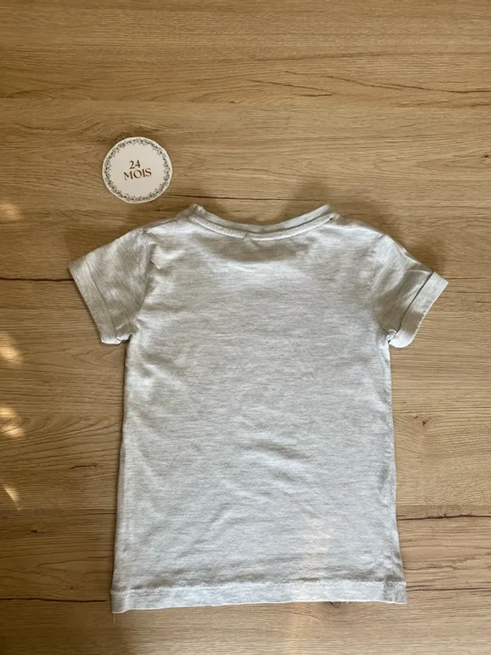 Tee-shirt gris motif manche courte garçon 24 mois / 2 ans tape à l’œil - photo numéro 4