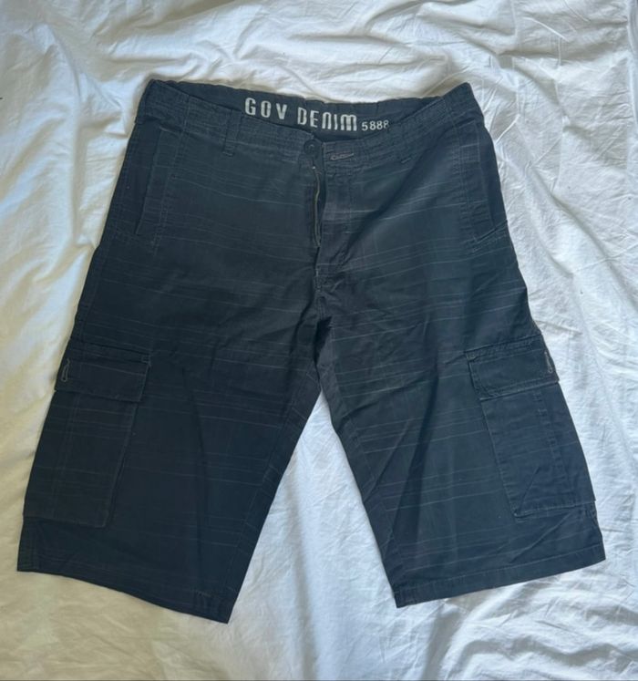 Bermuda pantacourt cargo noir et bleu foncé denim
