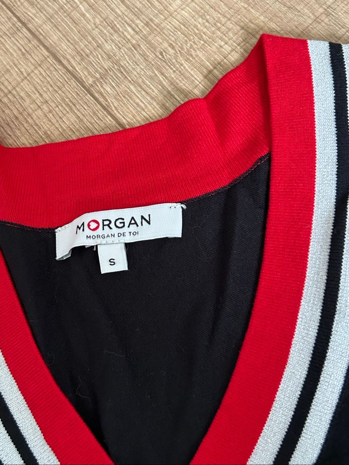Pull noir rouge et argenté à manches longues Morgan taille S excellent état - photo numéro 10