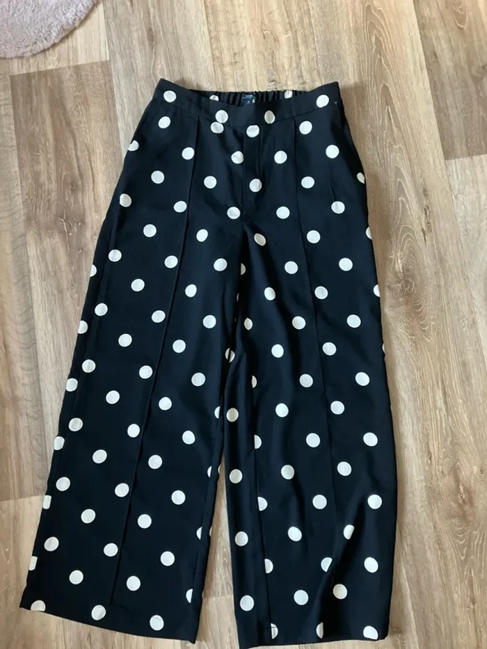 Pantalon chic large à pois T38