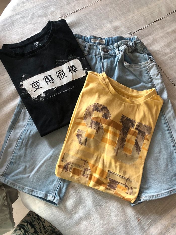 #lot #kiabi #lot bermuda #tee shirt #xs #14 ans