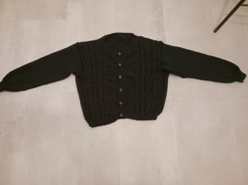 Gilet noir torsades taille 38 Tricoté main Phildar Neuf