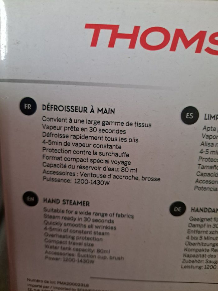 Défroisseur à main thomson neuf scellé - photo numéro 2